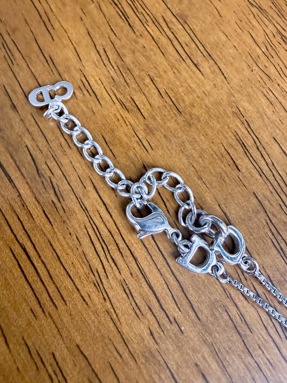 Christian Dior Logo Necklace | Y2K Galliano Era | Silver Plated