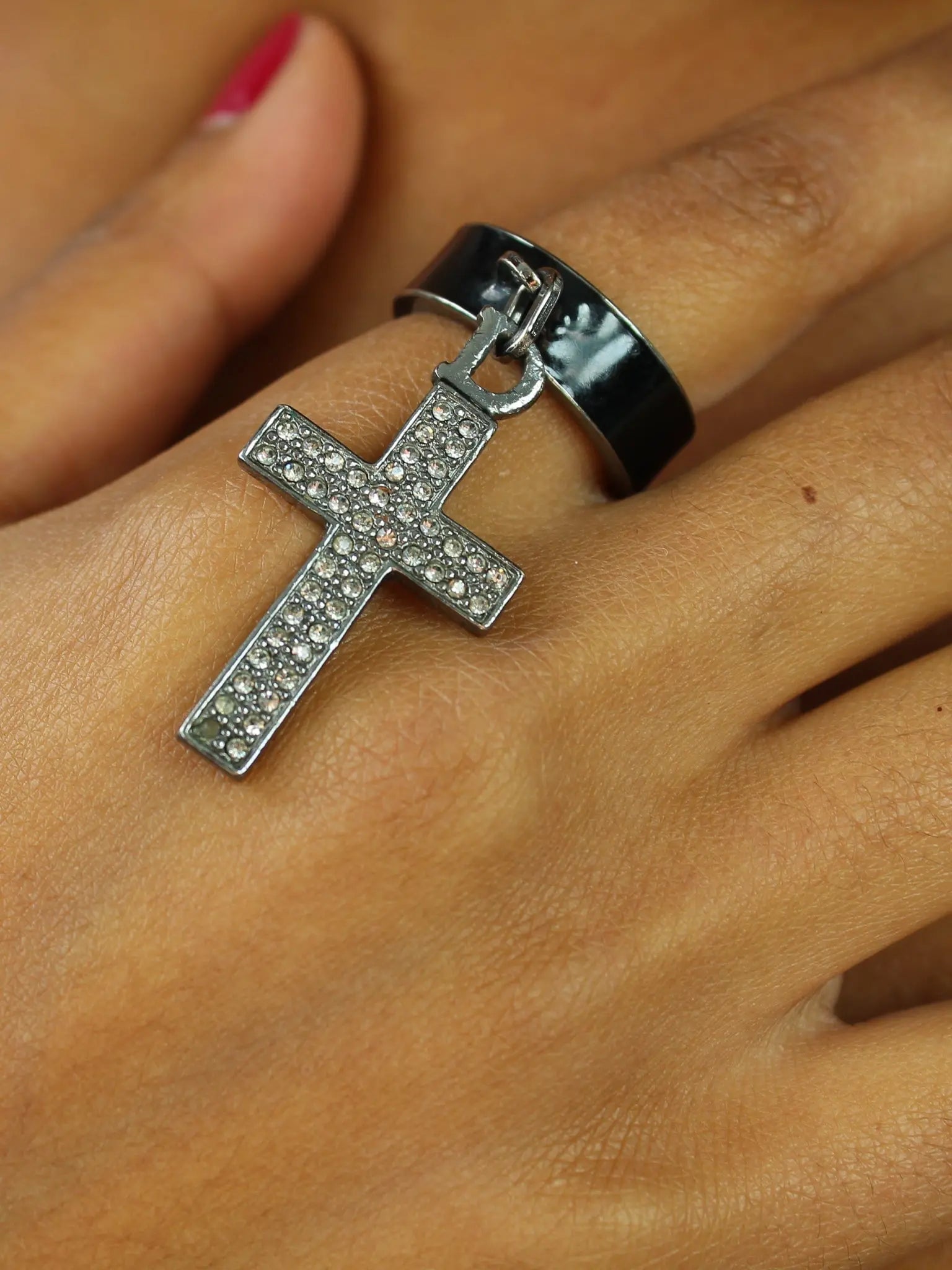 アクセサリー Vintage Christian Dior Charm Stone Ring Christian Dior Cross Ring | Y2K Galliano Era | Crystal | Signed