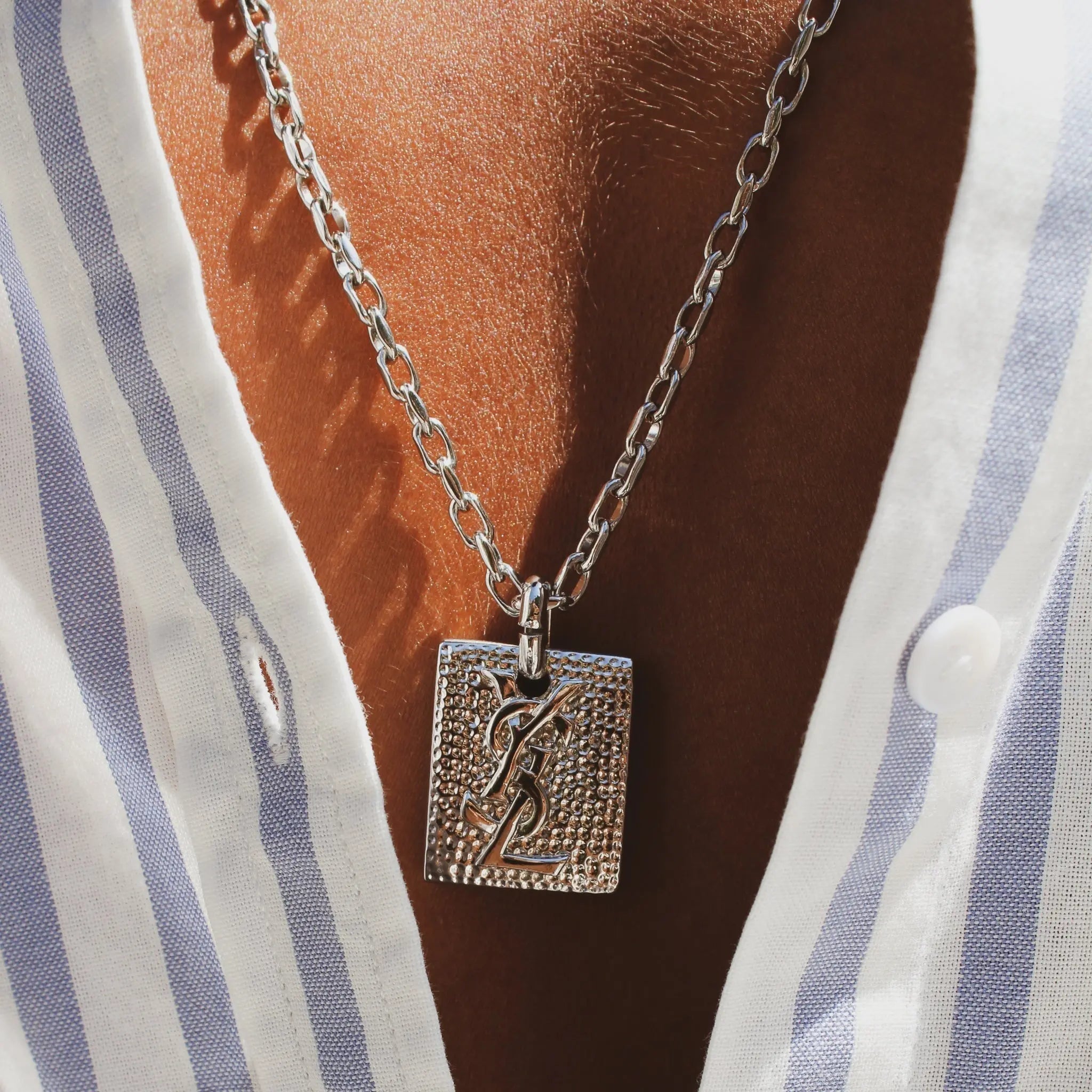 Vintage Yves Saint Laurent Necklace 1990s - JAGGED METAL