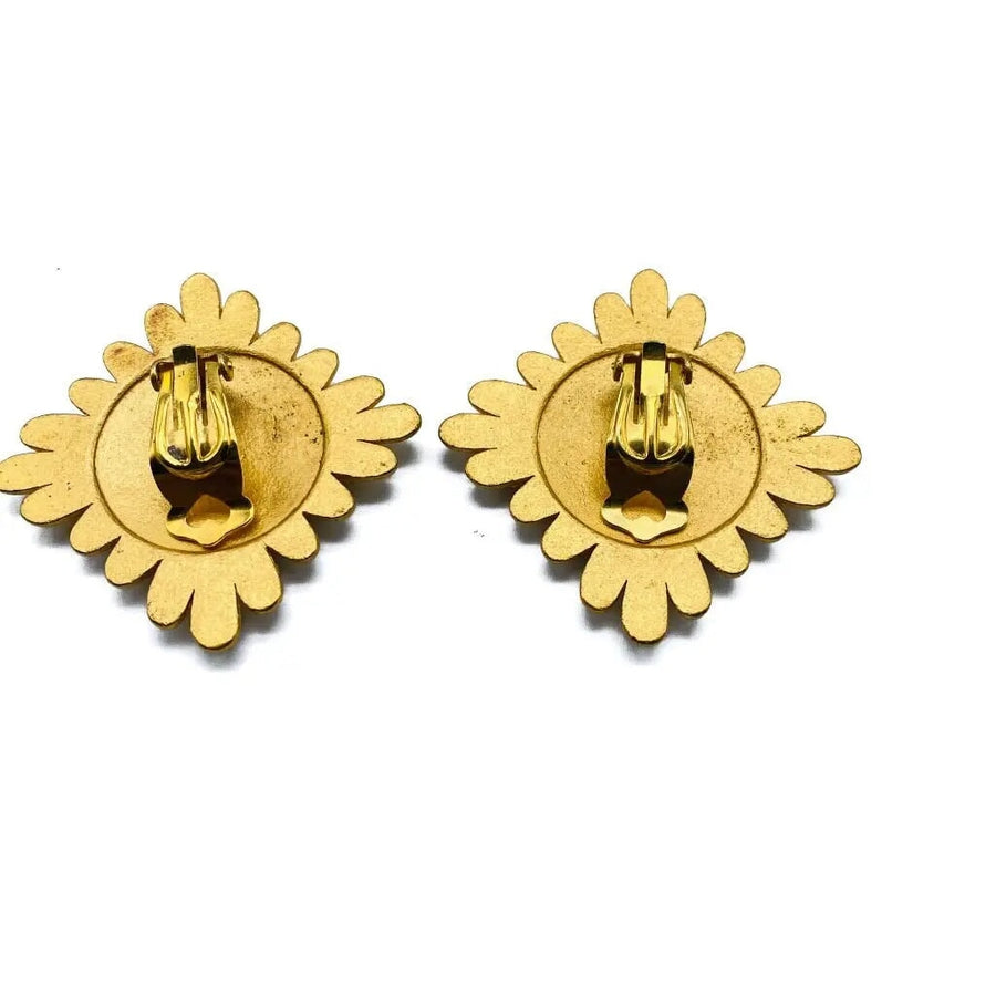 1980s Earrings, Vintage clip ons Earrings Jagged Metal 
