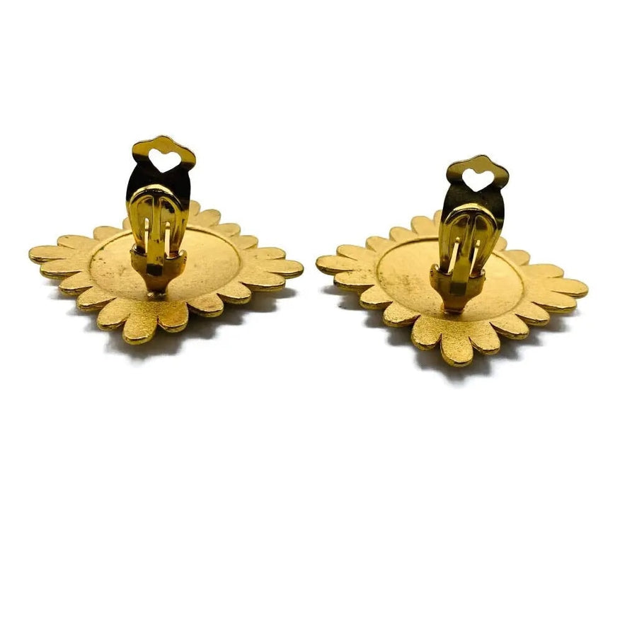 1980s Earrings, Vintage clip ons Earrings Jagged Metal 