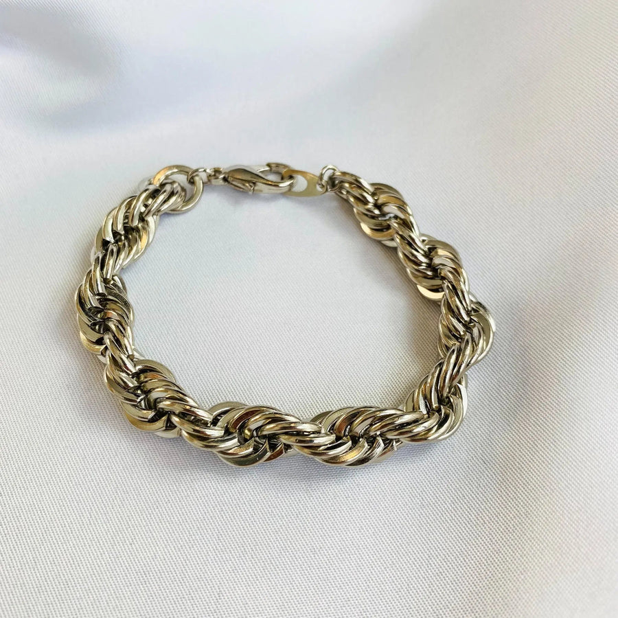1980s Vintage Chain Bracelet - Silver Plated Vintage Deadstock Bracelet Jagged Metal 