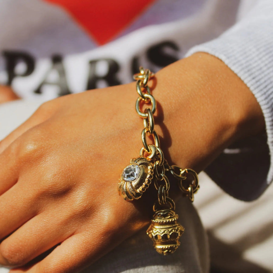 1980s Vintage Charm Bracelet, reworked Charms & Pendants Jagged Metal 