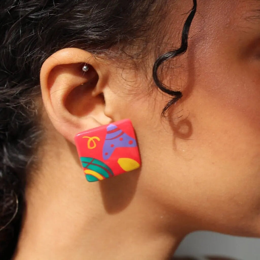 1980s Vintage Earrings Earrings Jagged Metal 