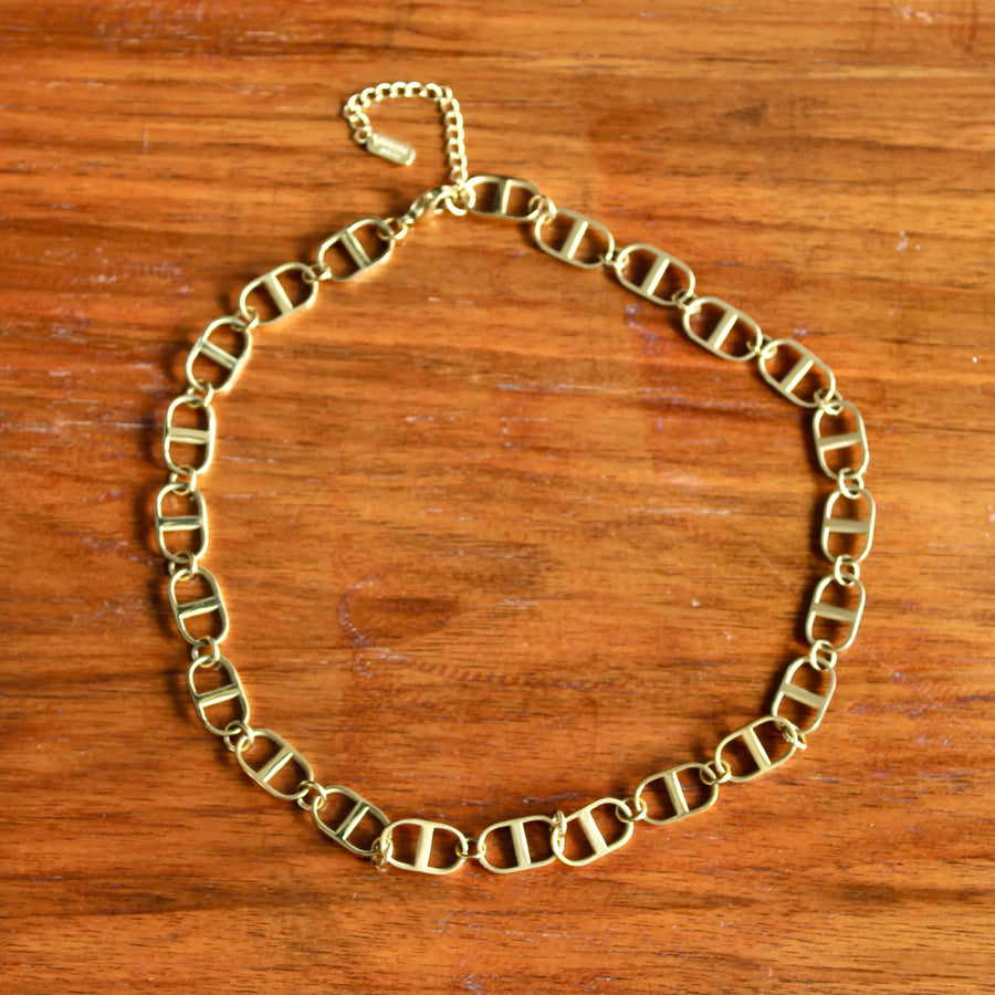 1990s Chain Link Necklace - Jagged Metal