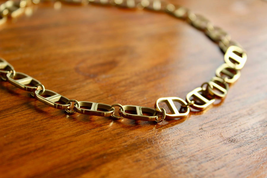 1990s Chain Link Necklace - Jagged Metal