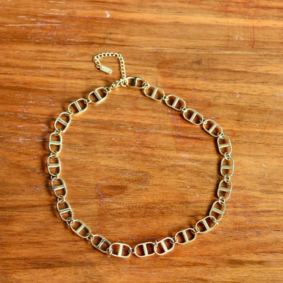 1990s Chain Link Necklace - Jagged Metal