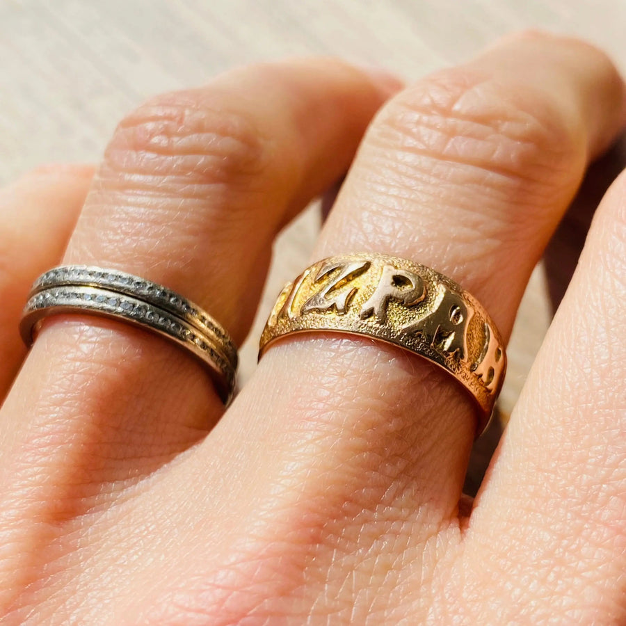 Rose Gold Hebrew Vintage Edwardian Ring, size - P/ 8/16/56 Rings Jagged Metal 
