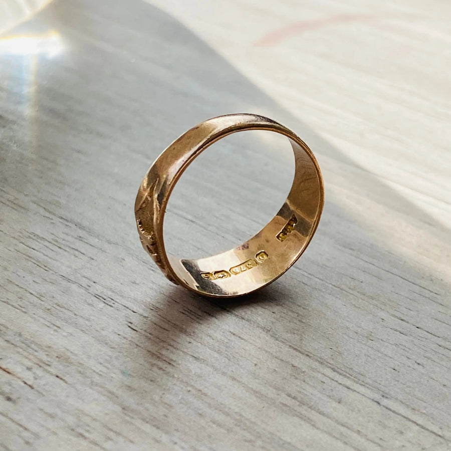 Rose Gold Hebrew Vintage Edwardian Ring, size - P/ 8/16/56 Rings Jagged Metal 