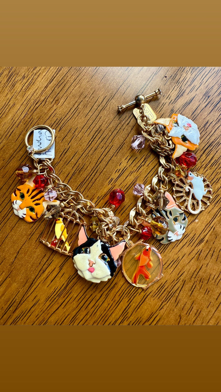 Vintage 1990s Cat Charm Bracelet, Lunch at the Ritz – Jagged Metal