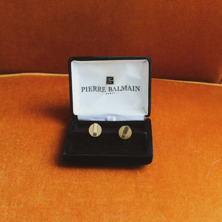 Balmain Vintage Cufflinks, 1970s Cufflinks Jagged Metal 