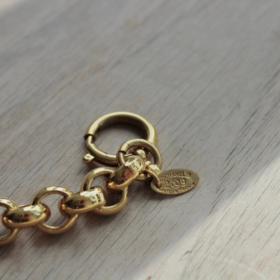 Chanel Necklace Vintage 1990s, Chunky Chain Necklace Jagged Metal 