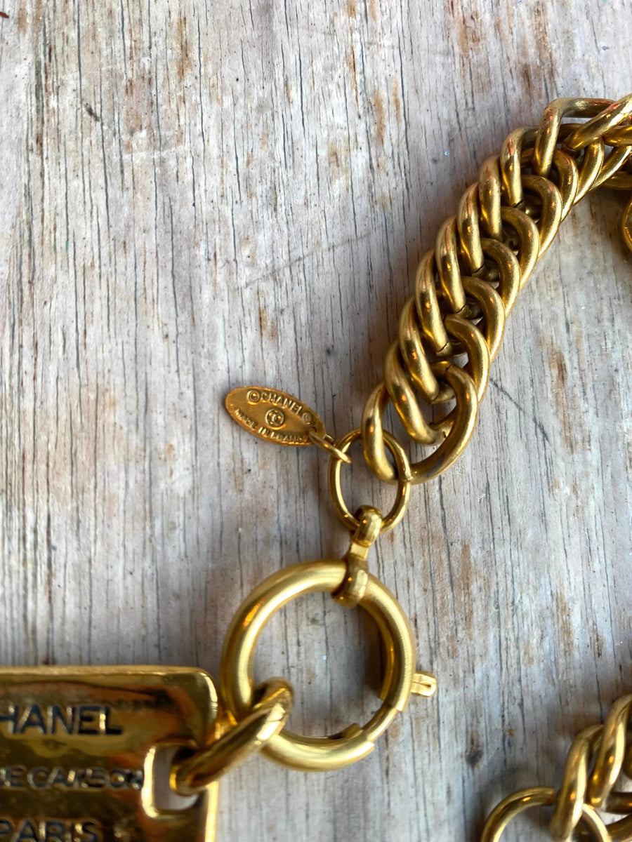 Chanel vintage 1990s dog tag bracelet Jagged Metal 