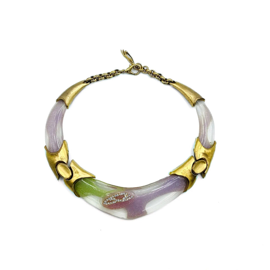 Christian LaCroix Vintage Necklace and Earrings Set Necklace Jagged Metal 