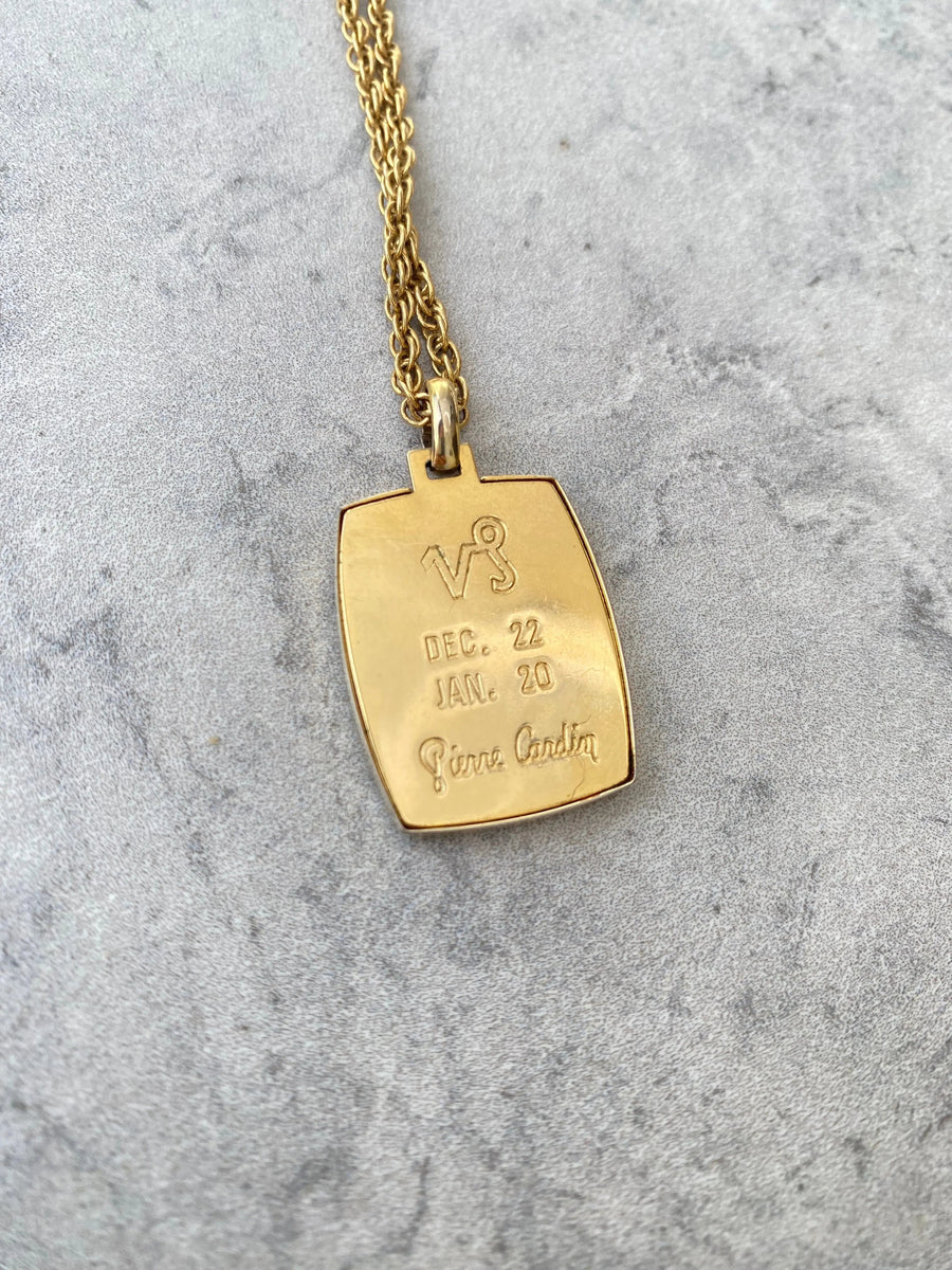 1970s Vintage Pierre Cardin Capricorn Zodiac Necklace Necklace Jagged Metal 