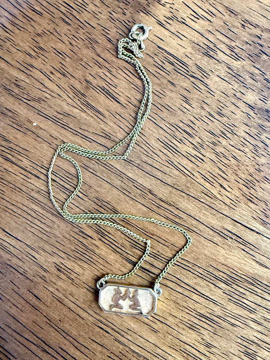 Vintage Gemini necklace Trifari 1970s Jagged Metal 