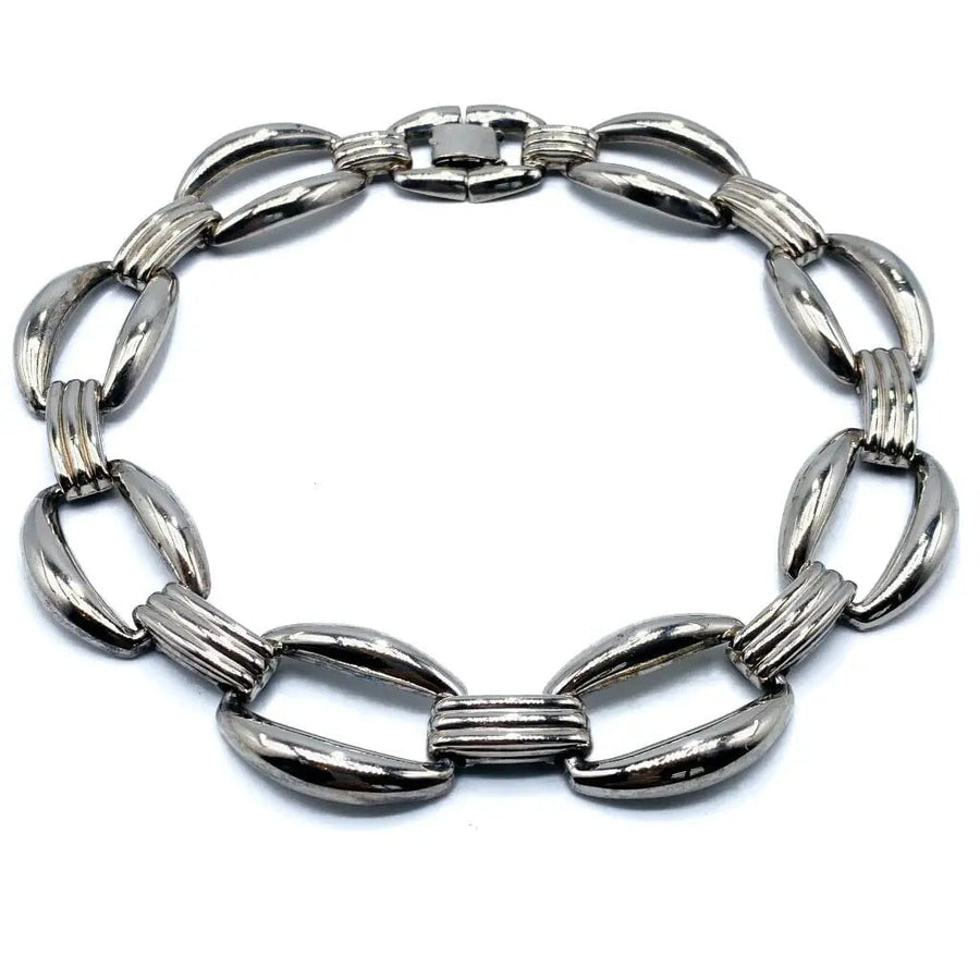 Givenchy 1980s Vintage Collar Necklace Silver Plated, Dynasty Era Necklaces Jagged Metal 