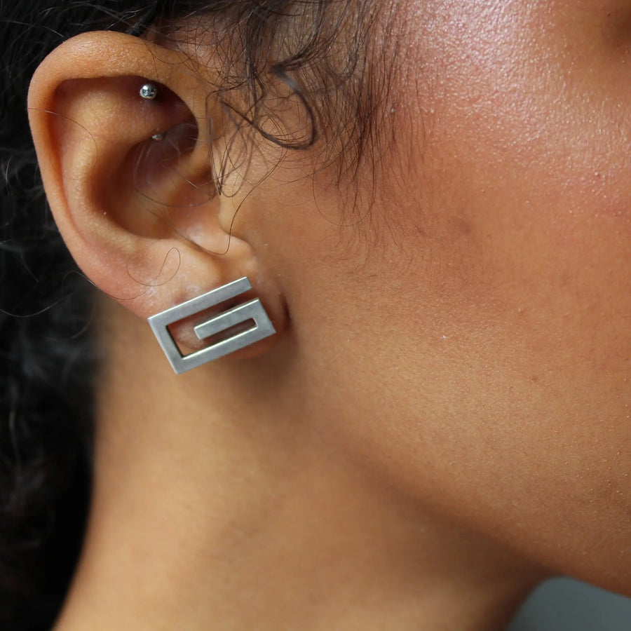 Gucci Vintage Earrings Sterling Silver Tom Ford Era Earrings Jagged Metal 