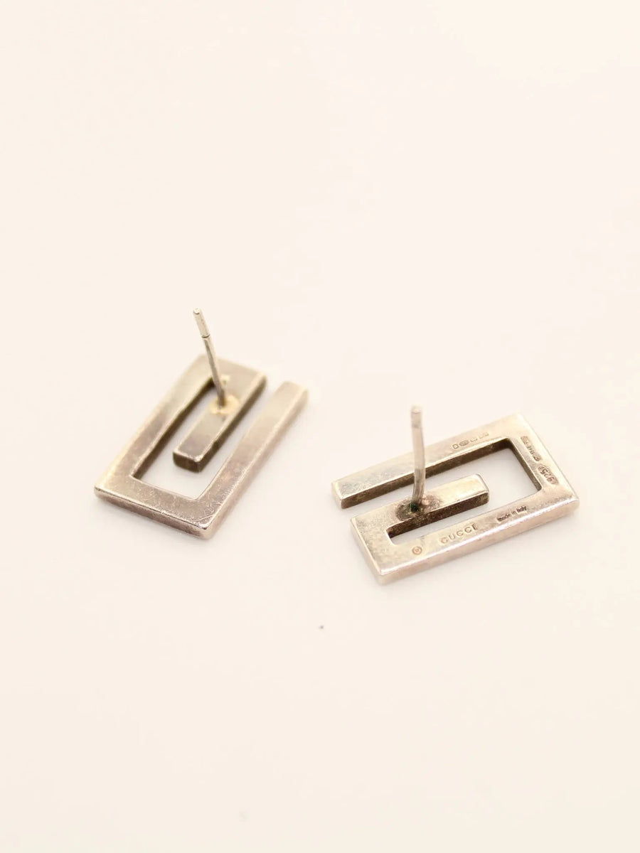 Gucci Vintage Earrings Sterling Silver Tom Ford Era Earrings Jagged Metal 