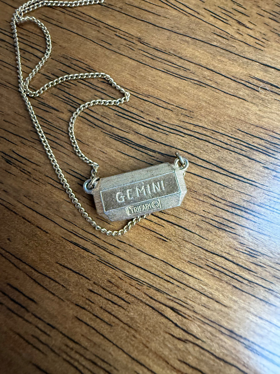 Vintage Gemini necklace Trifari 1970s Jagged Metal 