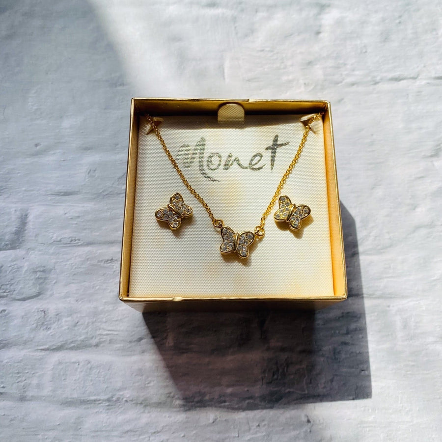 Vintage Monet Necklace & Earrings Set 1980s