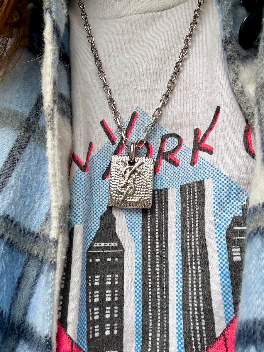 Vintage YSL Necklace 1990s Yves Saint Laurent Silver Plated