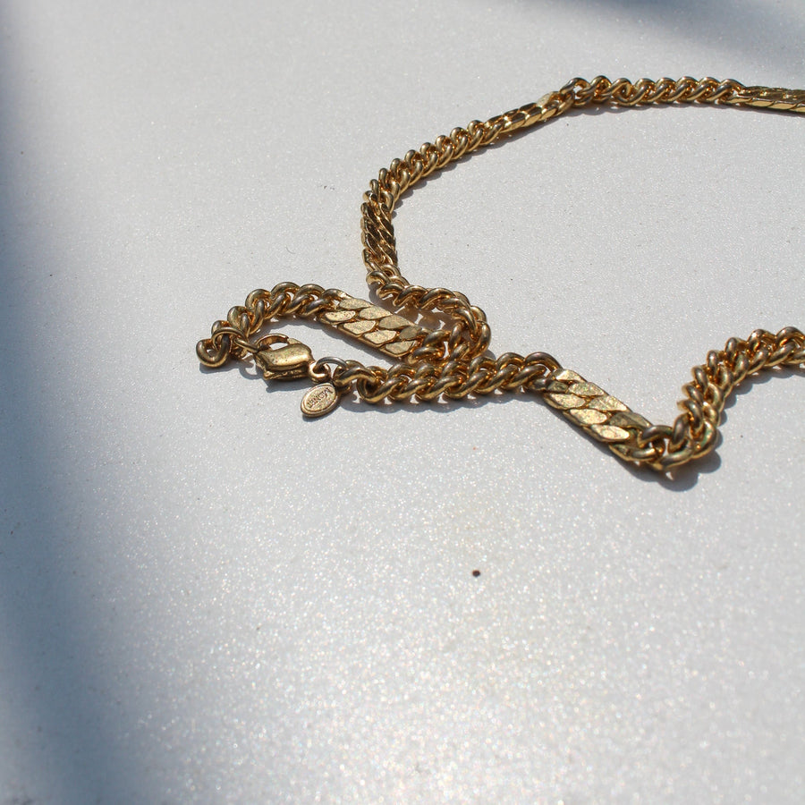 Vintage Monet 1980s Necklace, Gold Plated Chain
