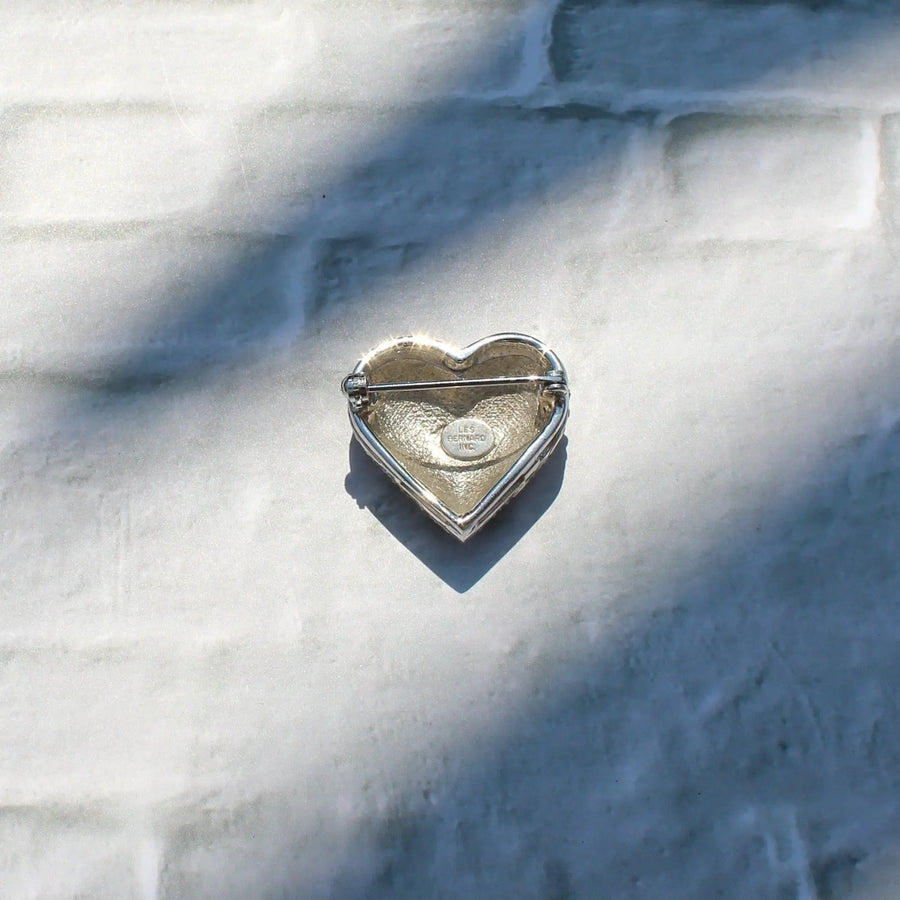 Les Bernard Vintage Heart 1980s Brooch Brooches & Lapel Pins Jagged Metal 