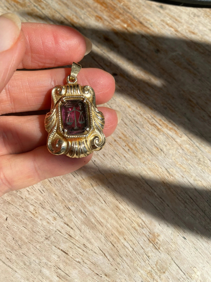 Libra Pendant Vintage 1970s Charms & Pendants Jagged Metal 