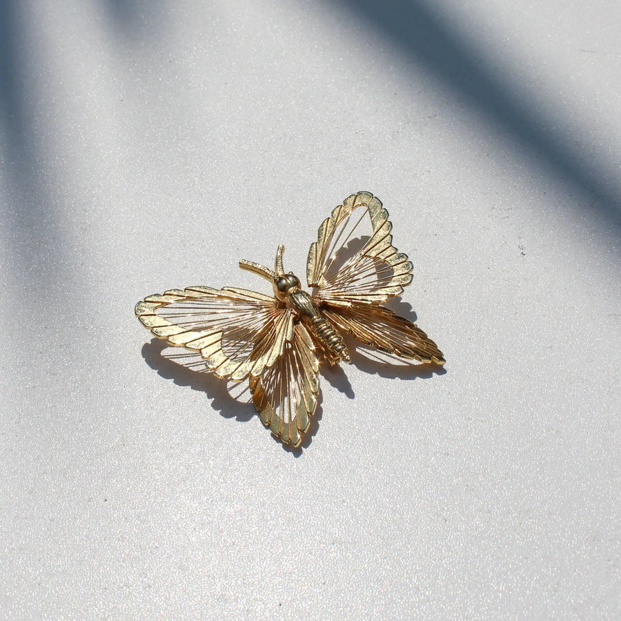 Monet Vintage Butterfly 1980s Brooch Brooch Jagged Metal 