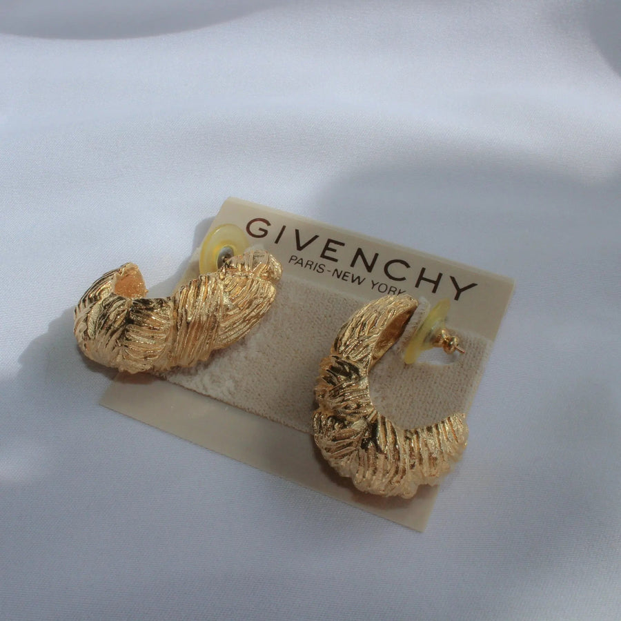 RESERVED Vintage Givenchy Earrings 1980s for Pierced Ears Earrings Jagged Metal 