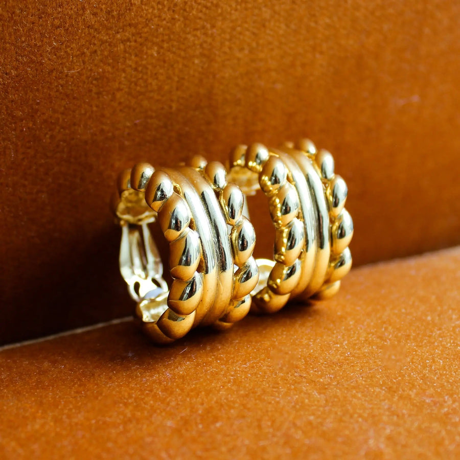 RESERVED Vintage Givenchy Earrings, 1980s Hoops Earrings Jagged Metal 