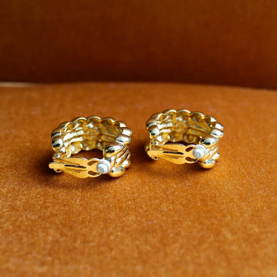 RESERVED Vintage Givenchy Earrings, 1980s Hoops Earrings Jagged Metal 