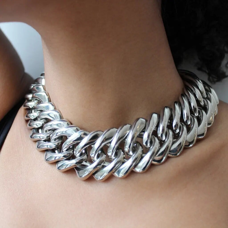 RESERVED Vintage Yves Saint Laurent YSL Necklace 1990s Silver Plated Necklace Jagged Metal 