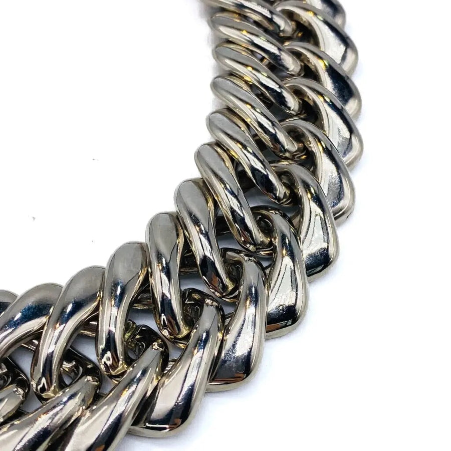 RESERVED Vintage Yves Saint Laurent YSL Necklace 1990s Silver Plated Necklace Jagged Metal 