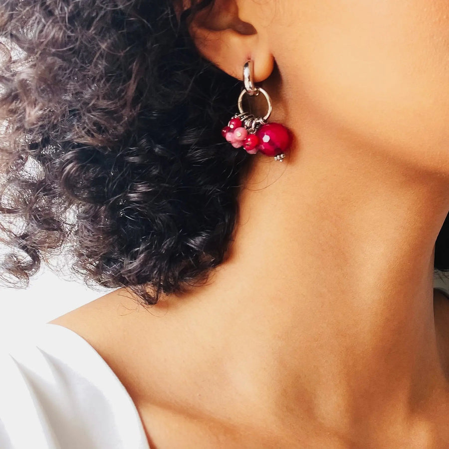 Re-engineered Vintage Beaded Earrings Earrings Jagged Metal 