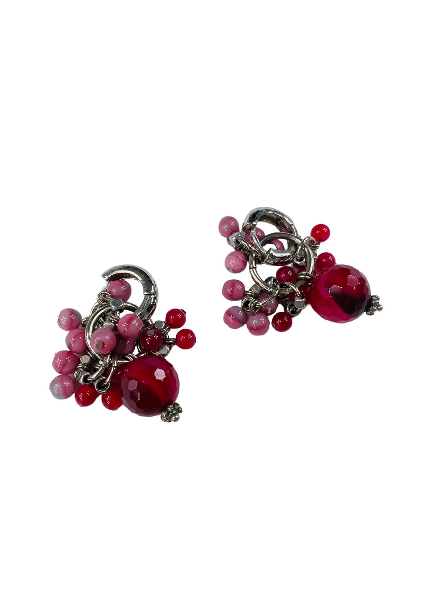 Re-engineered Vintage Beaded Earrings Earrings Jagged Metal 