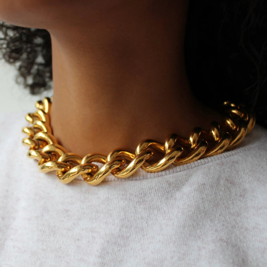 Rita Frascione 1980s Vintage Chunky Chain Necklace Necklace Jagged Metal 