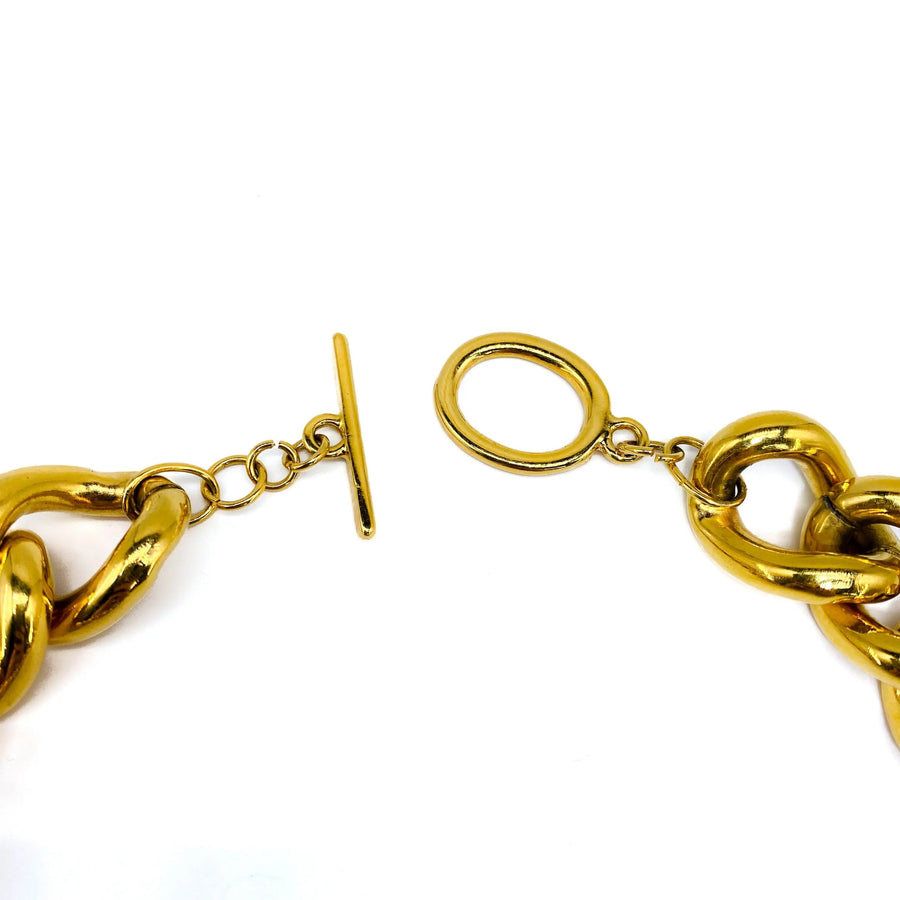 Rita Frascione 1980s Vintage Chunky Chain Necklace Necklace Jagged Metal 