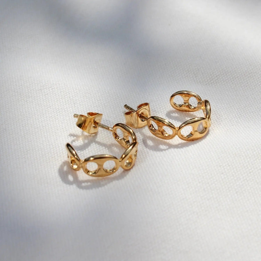 Vintage 1970s Earrings - 18 Carat Gold Plated Deadstock - Jagged Metal