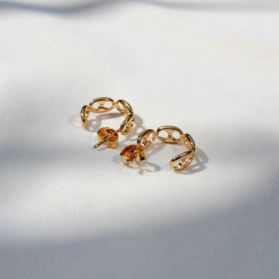 Vintage 1970s Earrings - 18 Carat Gold Plated Deadstock - Jagged Metal