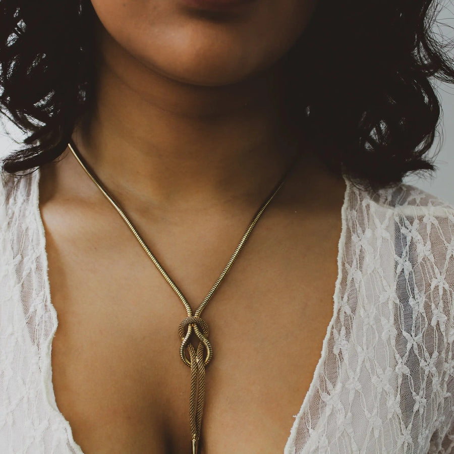 Vintage 1970s Lariat Necklace Necklaces Jagged Metal 
