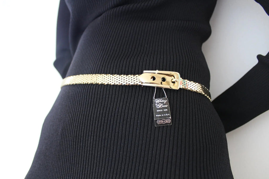 Vintage 1970s Whiting & Davis Belt belts Jagged Metal 