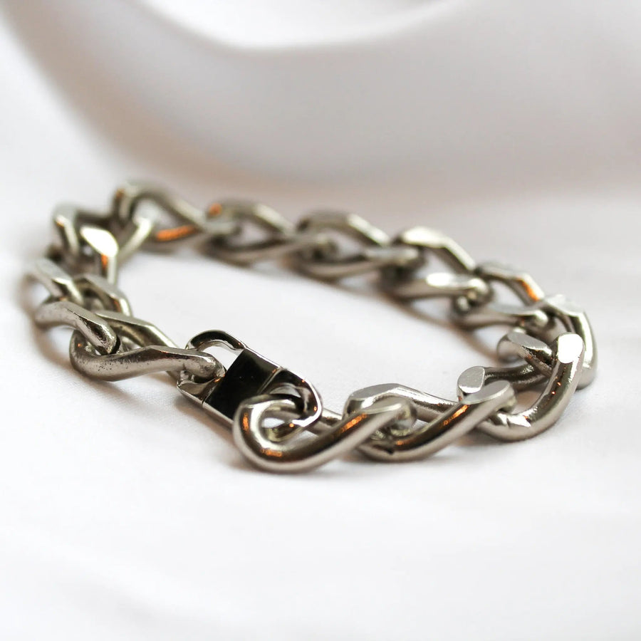 Vintage 1980s Bracelet - Silver Plated Vintage Deadstock Bracelet Jagged Metal 
