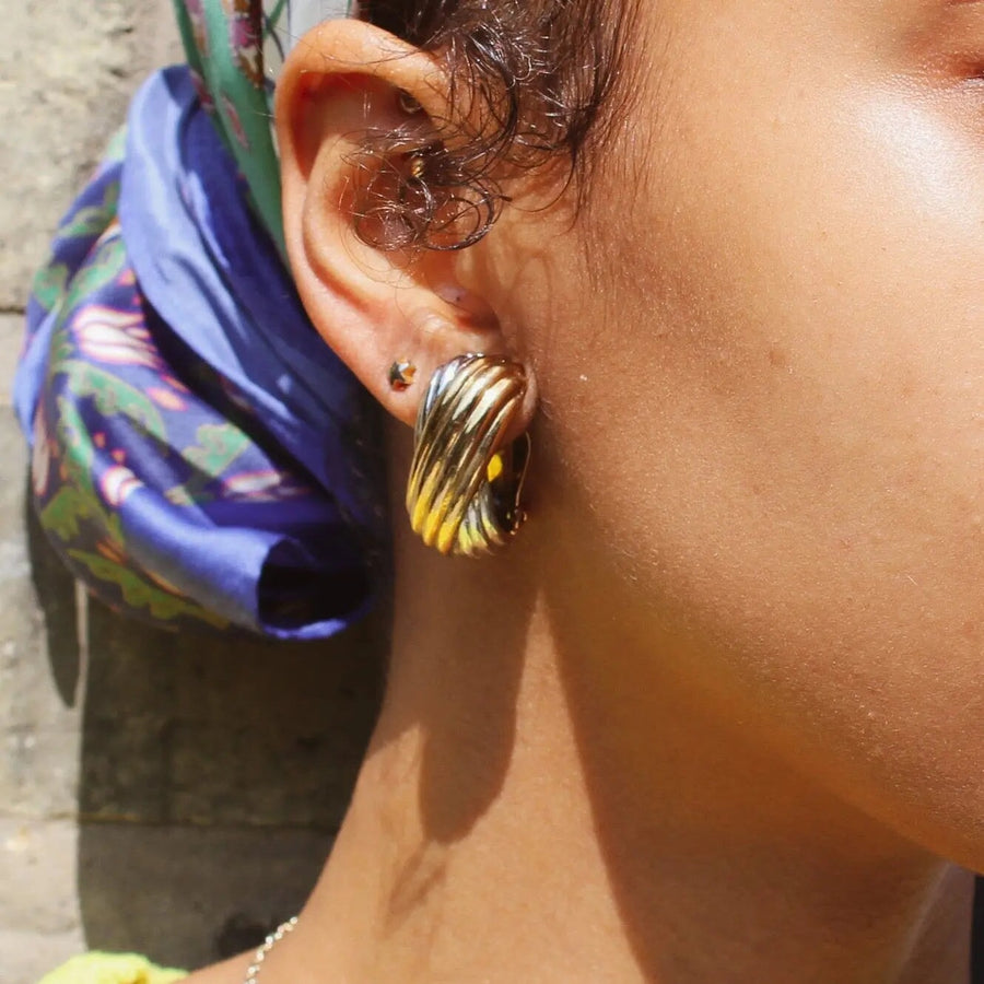 Vintage 1980s Earrings - Vintage Deadstock Earrings Jagged Metal 