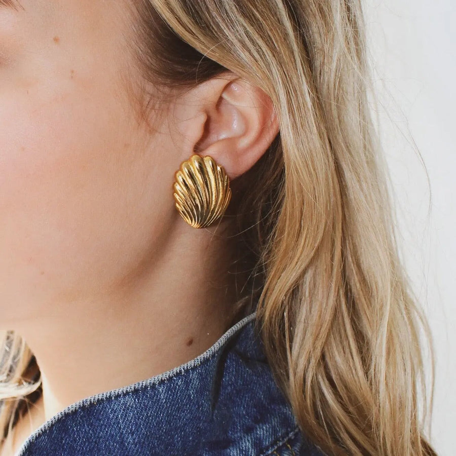 Vintage 1980s Earrings for Pierced Ears - 18 Carat Gold Plated Vintage Deadstock Earrings Jagged Metal 