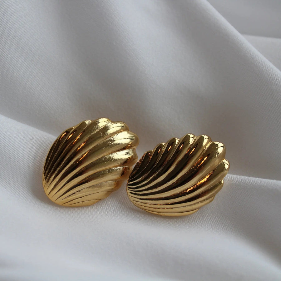 Vintage 1980s Earrings for Pierced Ears - 18 Carat Gold Plated Vintage Deadstock Earrings Jagged Metal 