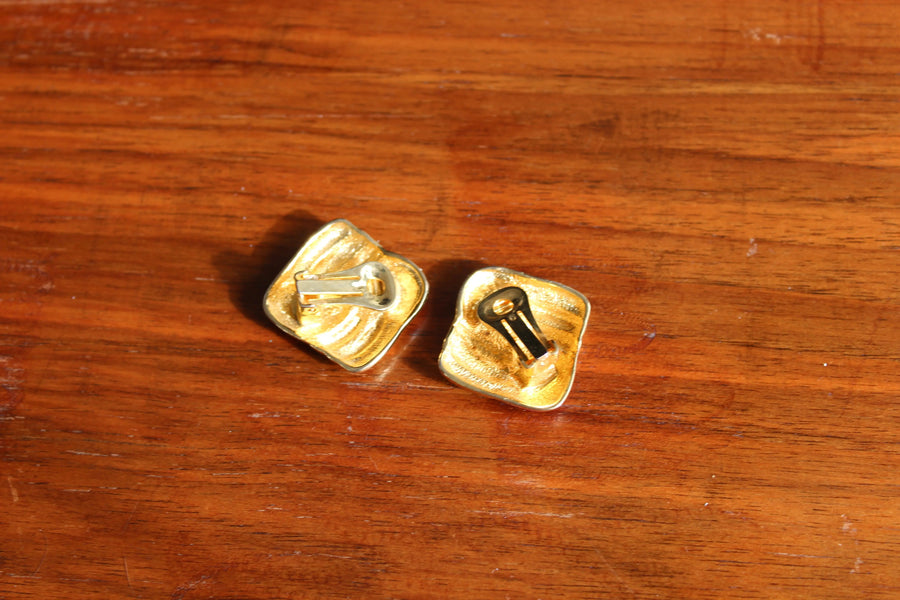 Vintage 1980s Earrings, Dynasty era clip ons Earrings Jagged Metal 