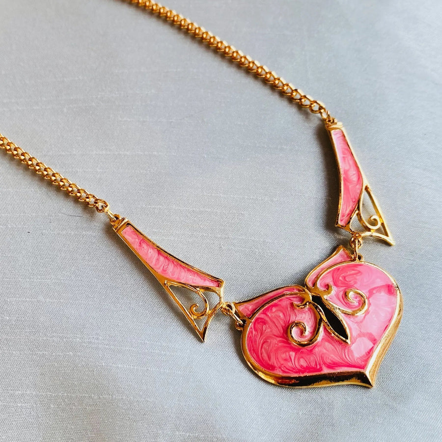 Vintage 1980s Necklace - 18 Carat Gold Plated Vintage Deadstock Necklace Jagged Metal 