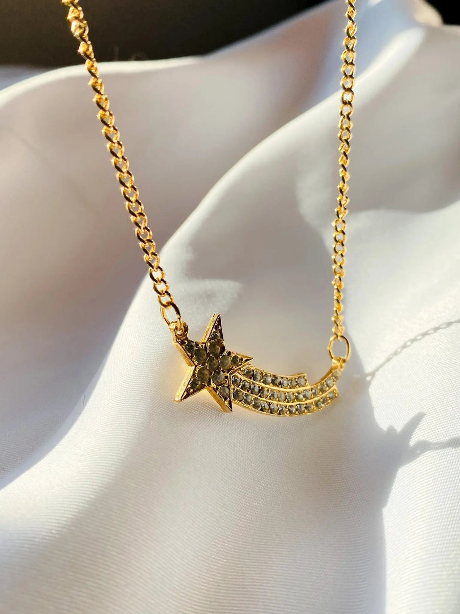 Vintage 1980s Necklace - 18 Carat Gold Plated Vintage Deadstock Necklace Jagged Metal 